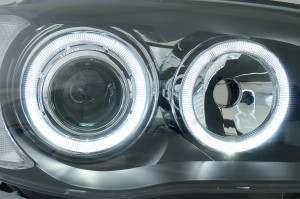 Set faruri compatibil cu BMW Seria 1 E81 E82 E87 E88 2004-2011 Angel Eyes Negru - Img 2