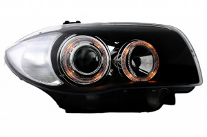 Set faruri compatibil cu BMW Seria 1 E81 E82 E87 E88 2004-2011 Angel Eyes Negru - Img 3
