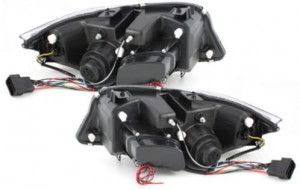 Set faruri compatibil cu BMW Seria 3 E90 Sedan E91 Touring 2005-2008 Angel Eyes Negru - Img 2
