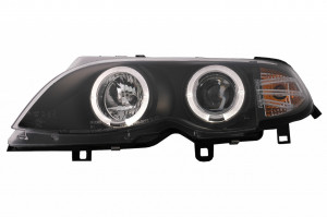 Set faruri LED Angel Eyes compatibil cu BMW E46 Facelift Limousine Sedan Touring 2001-2005 Negru - Img 2