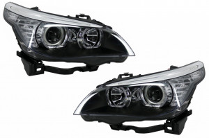 Set faruri LED Dayline Angel Eyes compatibil cu BMW Seria 5 E60 E61 2003-2007 LCI Design