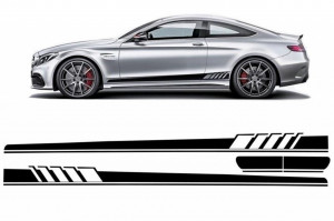 Stickere Laterale compatibil cu Mercedes C-Class C205 Coupe A205 Cabriolet 2014-> C63 Design Negru Lucios
