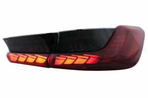 Stopuri LED compatibil cu BMW Seria 3 G20 G28 M3 G80 Sedan 2018-2022 Rosu Fumuriu cu Semnal Dinamic - Img 3