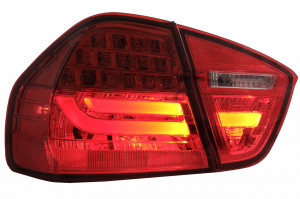 Stopuri LED Light Bar LCI Design compatibil cu BMW E90 Seria 3 Limuzina 2005-2008 Rosu Clar - Img 2