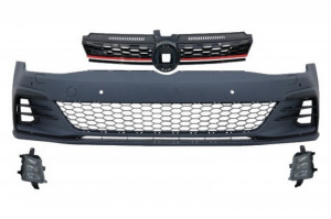 Bara Fata cu Grile Proiectoare ceata LED si Faruri LED compatibil cu VW Golf VII 7.5 2017-> GTI Look - Img 2