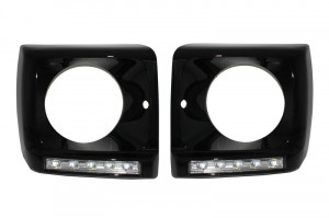 Carcasa faruri cu Lumini de zi dedicate LED DRL Crom compatibil cu Mercedes G-class W463 1989-2012 G65 Design Negru