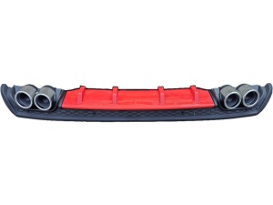Difuzor bara spate auto universal, negru cu rosu, ornamente toba rotunde