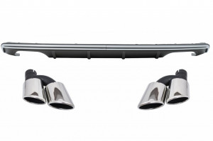 Difuzor Bara Spate compatibil cu Audi A3 8V Hatchback Sportback 2012-2015 S3 Design cu Ornamente Evacuare