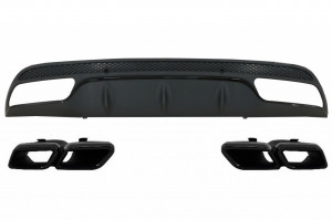 Difuzor Bara Spate cu Ornamente compatibil cu Mercedes C-Class W205 2014-2020 C63 Design Negru