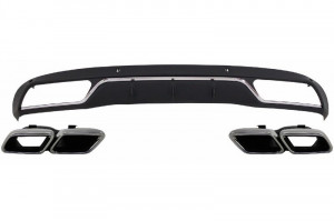 Difuzor Bara Spate cu Ornamente evacuare Mercedes C-Class W205 S205 2014-2018 C63 Design compatibil cu Bara Standard