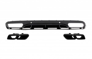 Difuzor Bara Spate cu Ornamente tobe compatibil cu MERCEDES C-Class C205 A205 Coupe Cabriolet 2014-2019 C63 Edition 1 Design Negru