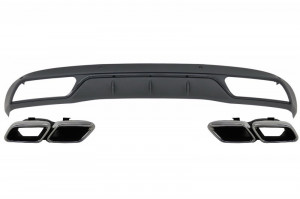 Difuzor Bara Spate Mercedes C-Class W205 S205 2014-> C63 A-Design compatibil cu Bara Standard cu Ornamente Evacuare Crom