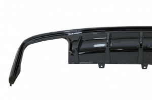 Difuzor Bara Spate si Ornamente Evacuare compatibil cu Audi A6 C8 4K Avant Sedan (2018-up) S6 Design Negru Lucios - Img 7
