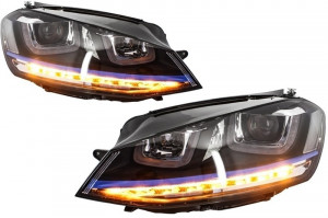 Faruri 3D LED compatibil cu VW Golf 7 VII (2012-2017) GTE Design Semnal Dinamic LED - Img 3