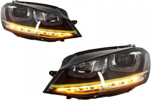 Faruri 3D LED compatibil cu VW Golf 7 VII 2012-2017 R400 Design Semnalilzare Dinamica - Img 2
