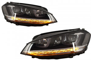 Faruri 3D LED compatibil cu VW Golf VII 2012-2017 R-Line LED Semnalizare Dinamica - Img 3