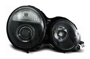 Faruri Angel Eyes compatibil cu Mercedes E-Class W210 S210 1995-1999 Negru - Img 2