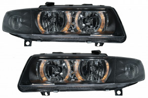 Faruri Angel Eyes compatibile cu Seat Leon 1999-2004, Toledo 1999-2004 Negru