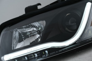 Faruri compatibil cu Audi A4 8E 2000-2004 Lumini de Zi LED DRL Negru - Img 3