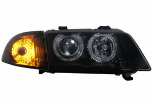 Faruri compatibil cu Audi A4 B5 1994-1998 Angel Eyes Negru - Img 4