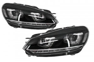 Faruri LED compatibil cu VW Golf 6 VI 2008-2013 Design Golf 7 3D U Design Semnal LED Dinamic