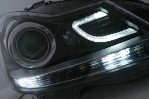 Faruri LED DRL compatibil cu Mercedes C-Class W204 S204 Facelift (2011-2014) Negru Semnal Dinamic - Img 4