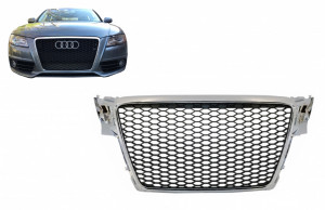 Grila Centrala Fara Emblema compatibil cu AUDI A4 B8 2007-2012 RS Design Crom - Img 7