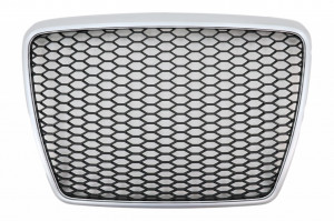 Grila Centrala Stil Fagure compatibil cu Audi A6 4F C6 2004-2011 RS Design Rama Argintie