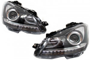 LED DRL Faruri Bi-Xenon compatibil cu Mercedes C-Class W204 Facelift 2011-2014
