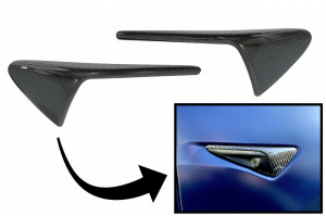 Ornamente Aripi Semnal compatibil cu Tesla Model 3 Y S X 2016-> cu AutoPilot 2-up Carbon Real