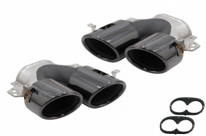 Ornamente pentru sistemul de evacuare compatibil cu Mercedes A-Class W177 CLA II X118 C118 GLA SUV H247 GLB SUV X247 35 AMG, 45 AMG 2018-> 45S Design Negru