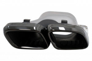 Ornamente tobe pentru sistemul de evacuare compatibil cu Mercedes C-Class W205 S205 C205 A205 C63 C63S Facelift 2019-> Negru - Img 2