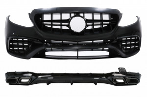 Pachet Exterior compatibil cu Mercedes E-Class W213 2016-2019 E63 Design cu Difuzor si Ornamente Tobe
