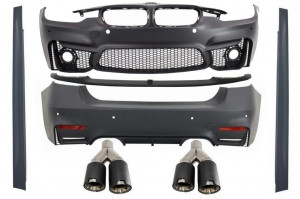 Pachet Exterior cu Ornamente Tobe Evacuare Carbon compatibil cu BMW F30 2011-2019 EVO II M3 CS Design Fara Proiectoare