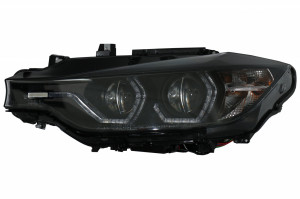 Set faruri Full Angel Eyes LED DRL compatibil cu BMW 3 Series F30 F31 Sedan Touring 2011-2015 Negre - Img 3