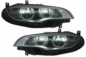 Set faruri Xenon Angel Eyes 3D Dual Halo Rims LED DRL compatibil cu BMW X6 E71 2008-2012