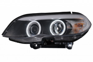 Set faruri Xenon Angel Eyes CCFL compatibil cu BMW X5 E53 2003-2006 Negru - Img 2
