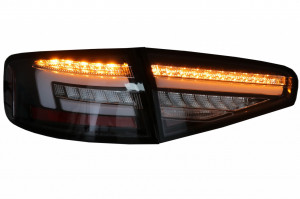 Stopuri Full LED compatibil cu Audi A4 B8 2012-2015 Sedan Rosu Negru Semnal Dinamic OEM Halogen - Img 4