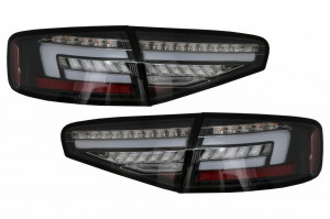 Stopuri Full LED compatibil cu Audi A4 B8 2012-2015 Sedan Rosu Negru Semnal Dinamic OEM Halogen