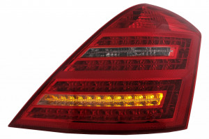 Stopuri Full LED compatibil cu Mercedes S-Class W221 2005-2009 Facelift Design Rosu Clar cu Semnal Dinamic Secvential - Img 4