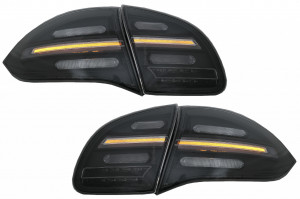 Stopuri FULL LED compatibil cu Porsche Cayenne 958 E2 92A Prefacelift 2010-2014 Negru Smoke cu Indicatoare Dinamice