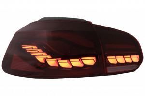 Stopuri Full LED compatibil cu VW Golf 6 VI 2008-2013 Rosu Fumuriu cu Semnal Dinamic - Img 2