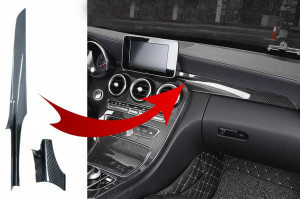 Trim Interior Consola compatibil cu Mercedes-Benz C-Class W205 2014-2018 GLC X253 2015-2018 Carbon Fiber Style LHD