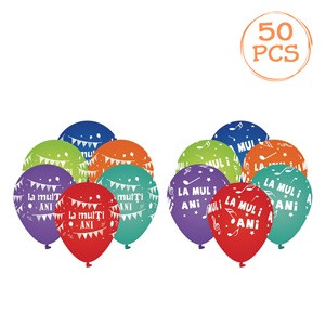 Baloane de Petrecere Colorate ”La Multi Ani” 35cm - 50buc
