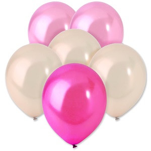 Baloane de Petrecere Metalizate Roz Fucsia Ecru 30cm - 20 buc