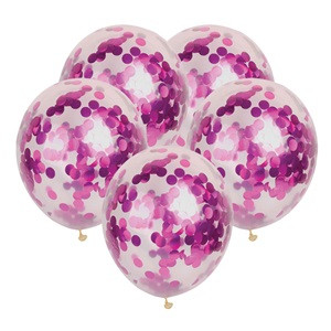 Baloane de Petrecere Transparente cu Confeti Roz 30cm - 10buc