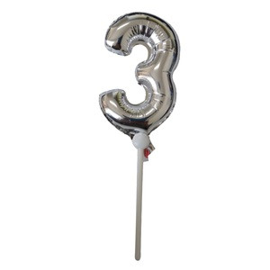 Balon Mini Argintiu Metalizat din Folie cu Rozeta Nr.3 - 15cm