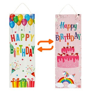 Indicator Petrecere din Lemn cu Doua Fete Happy Birthday 15x43cm