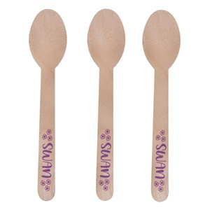 Lingurite din Lemn de Petrecere Lila Lebada 16cm - 10buc