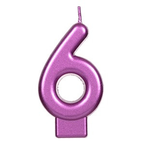 Lumanare Zi de Nastere Fucsia Metalizat Nr.6
